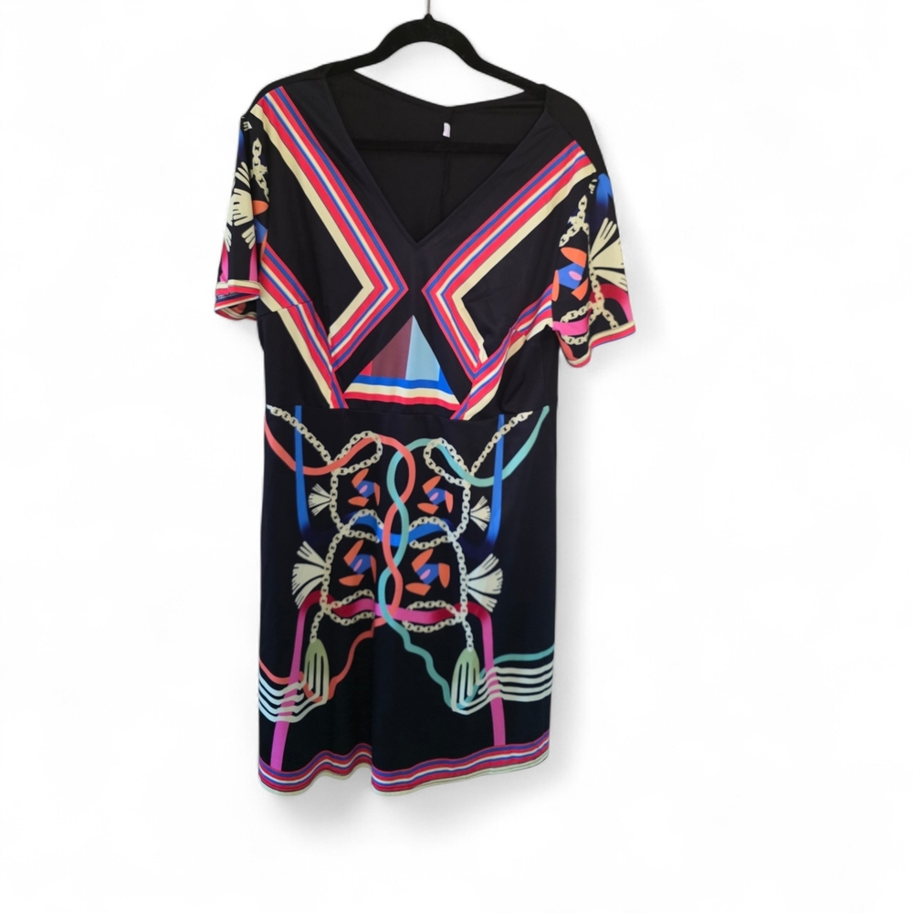 Colorful XL Geometric Print Dress